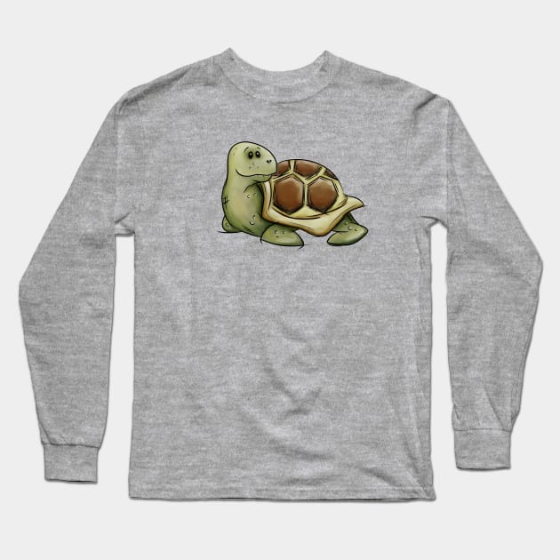 Funky Funny Tortoise Illustration Casual Cute Turtle Long Sleeve T-Shirt by SkizzenMonster